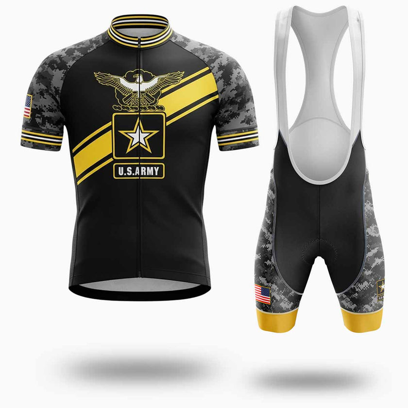 Men's US Army Cycling Jersey, Black Camo Cycling Jersey - Short Sleeve Cycling Jersey Kit-White