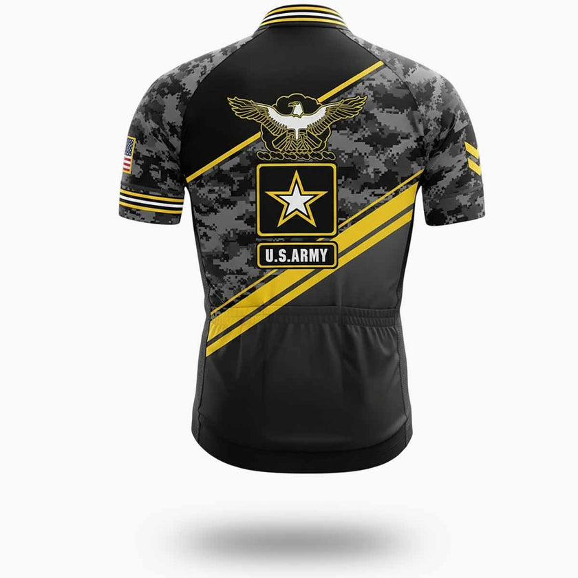 Men's US Army Cycling Jersey, Black Camo Cycling Jersey - Short Sleeve Cycling Jersey-White