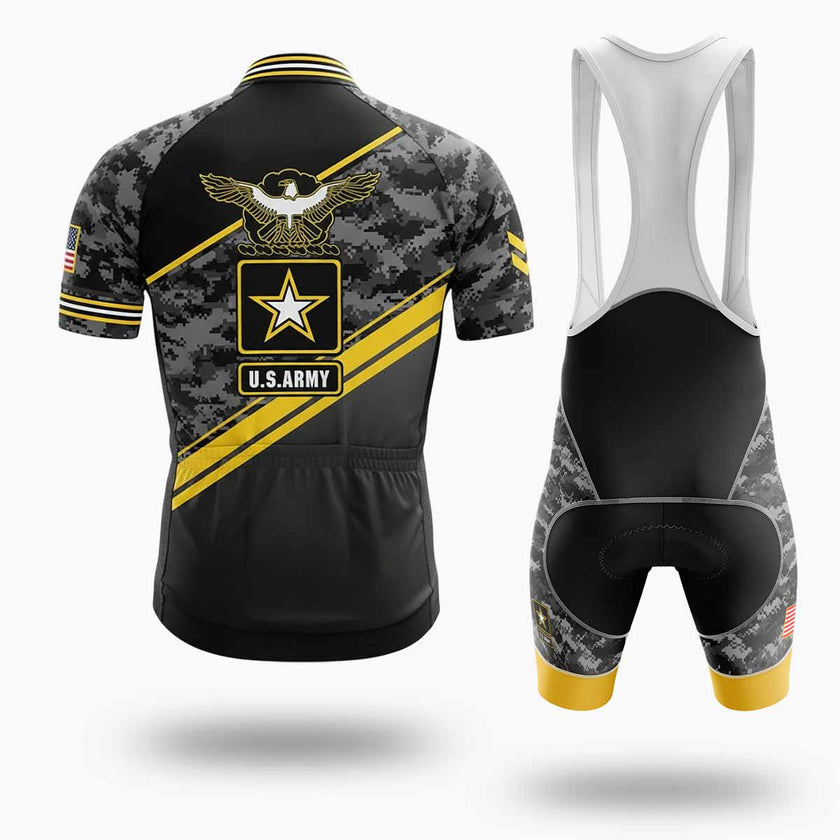 Men's US Army Cycling Jersey, Black Camo Cycling Jersey - Short Sleeve Cycling Jersey Kit-White