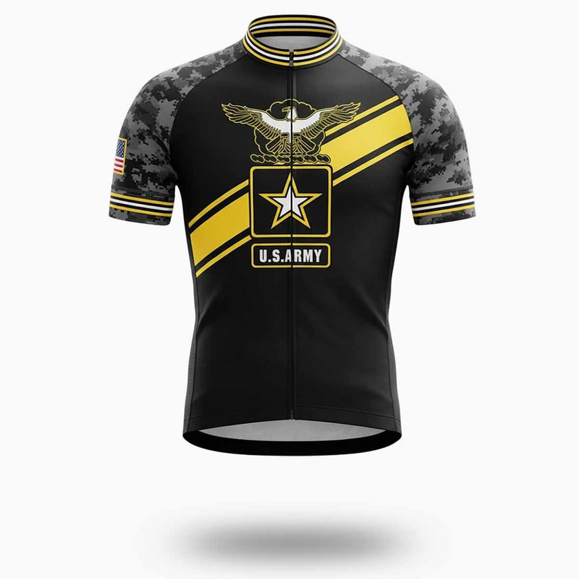Men's US Army Cycling Jersey, Black Camo Cycling Jersey - Short Sleeve Cycling Jersey-White