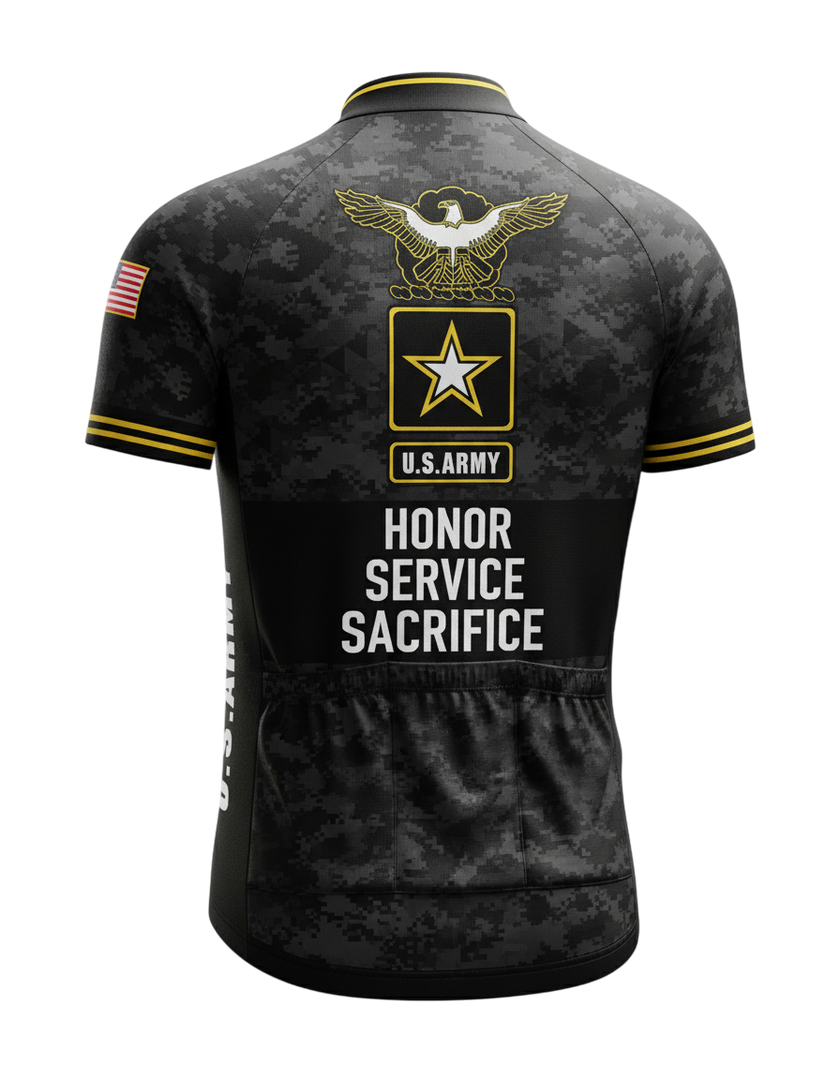 Men's US Army Logo Eagle Cycling Jersey, Gift For Troops Serving In the Military - Short Sleeve Cycling Jersey-Black