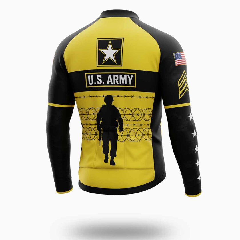Men's US Army Troops Cycling Jersey Set Long Sleeve V2 - Long Sleeve Cycling Jersey-White
