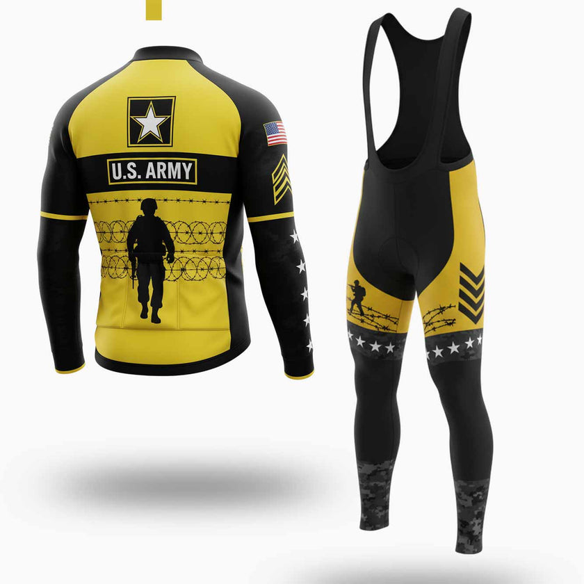 Men's US Army Troops Cycling Jersey Set Long Sleeve V2 - Long Sleeve Cycling Jersey Kit-White