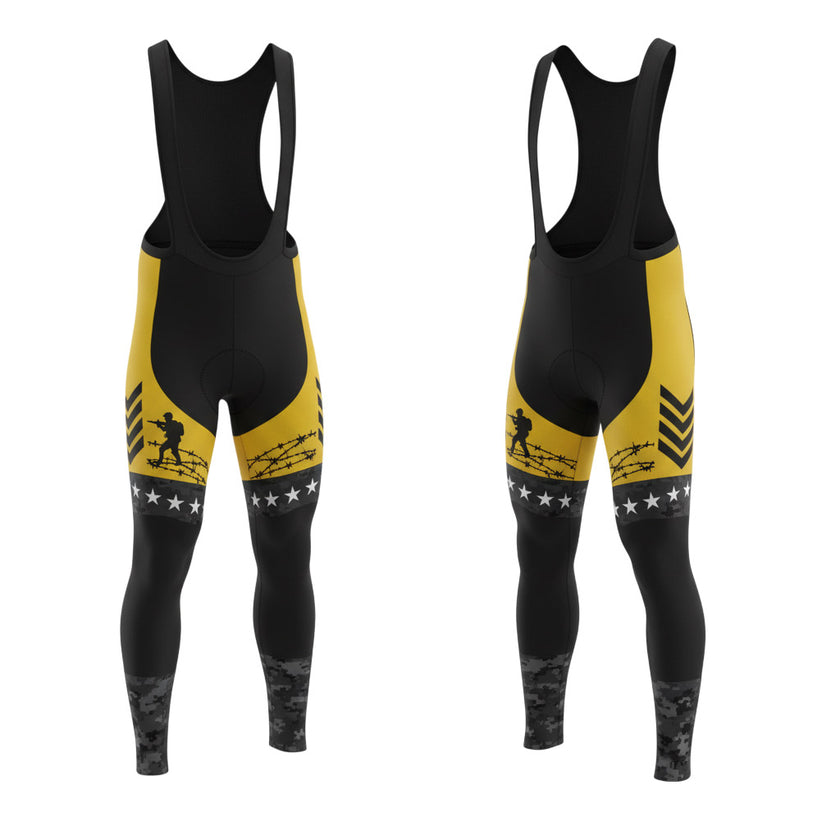 Men's US Army Troops Cycling Jersey Set Long Sleeve V2 - Long Bibs-White