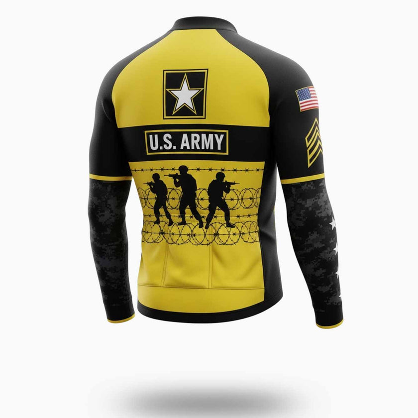 Men's US Army Troops Long Sleeve Cycling Jersey, Gift For Military Love Cycling - Long Sleeve Cycling Jersey-White
