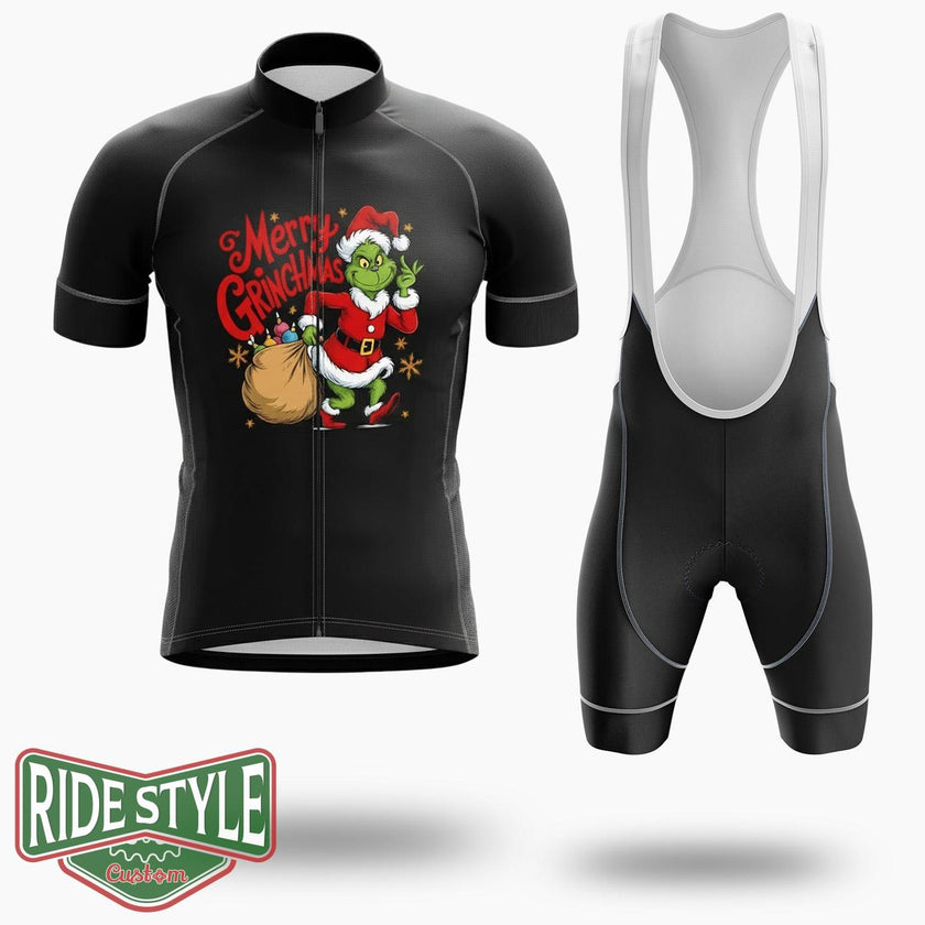 Merry Grrinchmas  Christmas Cycling Jersey Kit Christmas Cycling Jersey Kit - Short Sleeve Cycling Jersey Kit-White