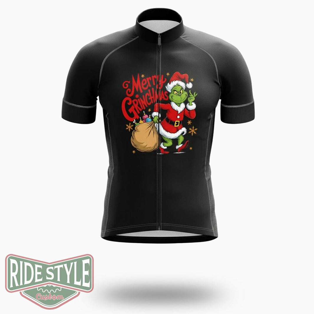 Merry Grrinchmas Christmas Cycling Jersey Kit - Short Sleeve Cycling Jersey-White