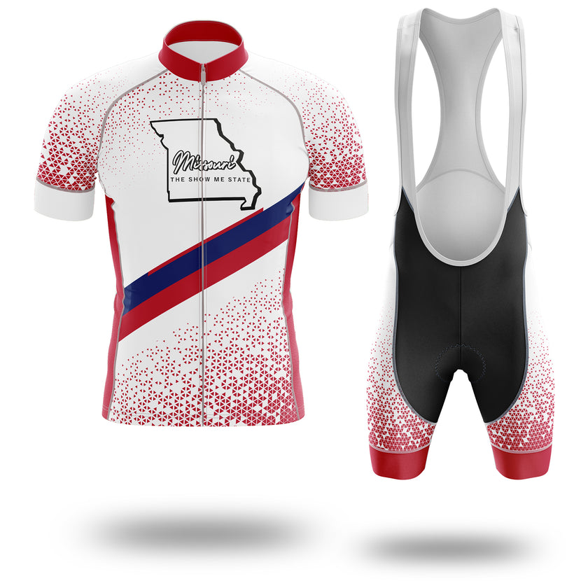 Missouri Cycling Jersey And Bib Short Set, Missouri The Show Me State Cycling Jersey - Short Sleeve Cycling Jersey Kit-White