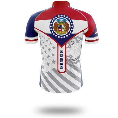 Missouri Personalized Name Cycling Jersey, Missouri State Flag Cycling Set - Short Sleeve Cycling Jersey-White