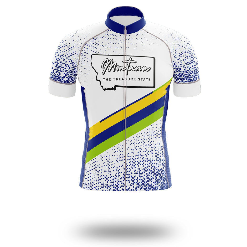 Montana Map Bike Jersey and Bib Shorts, Montana Map Cycling Jersey - Short Sleeve Cycling Jersey-White