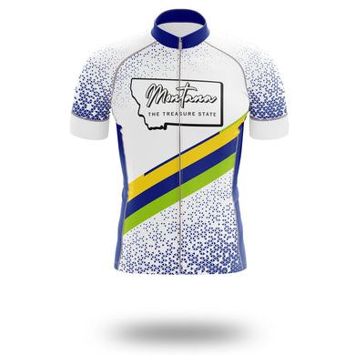 Montana Map Bike Jersey and Bib Shorts, Montana Map Cycling Jersey - Short Sleeve Cycling Jersey-White