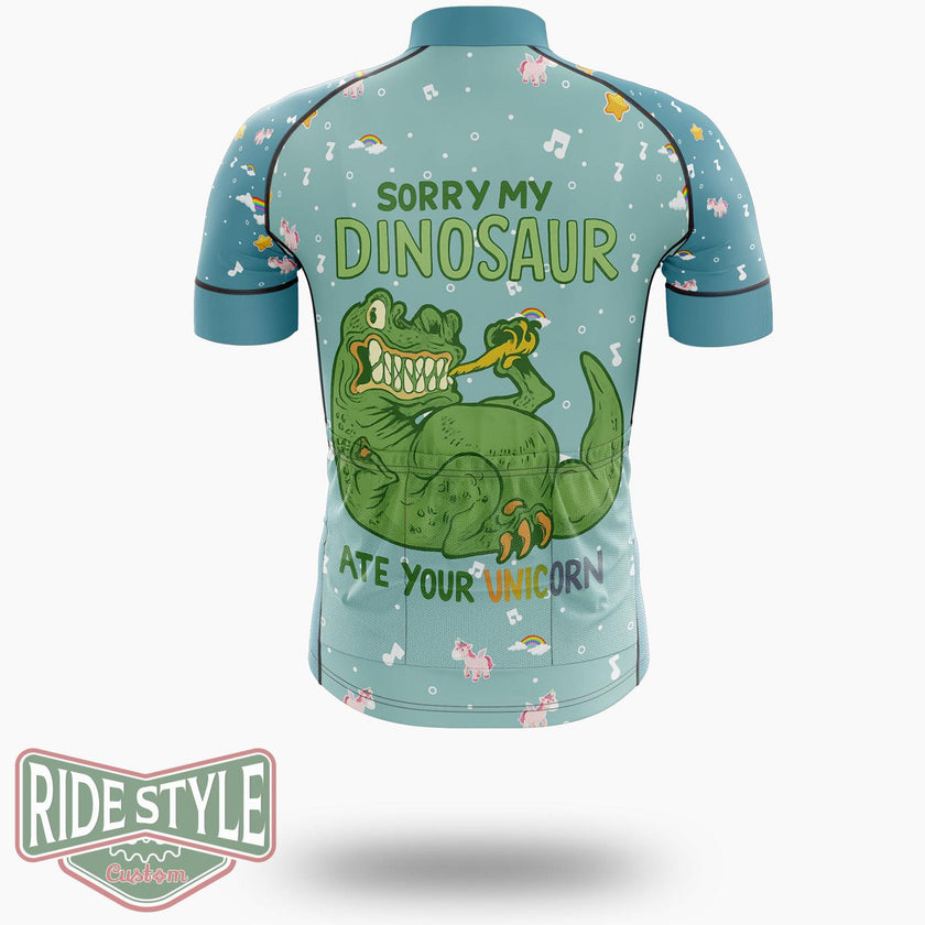 My Dinosaur Ate Your Unicorn Cycling Jersey Kit, Bicycle Clothing - Short Sleeve Cycling Jersey-White