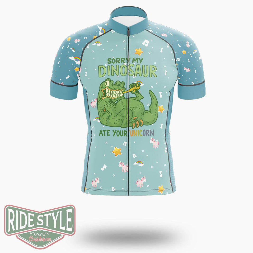 My Dinosaur Ate Your Unicorn Cycling Jersey Kit, Bicycle Clothing - Short Sleeve Cycling Jersey-White