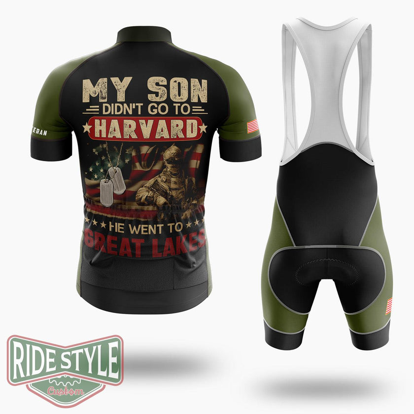 My Son Didn't Go To Harvard, He Went To Great Lakes, Proud Navy Dad Cycling Jersey - Short Sleeve Cycling Jersey Kit-White