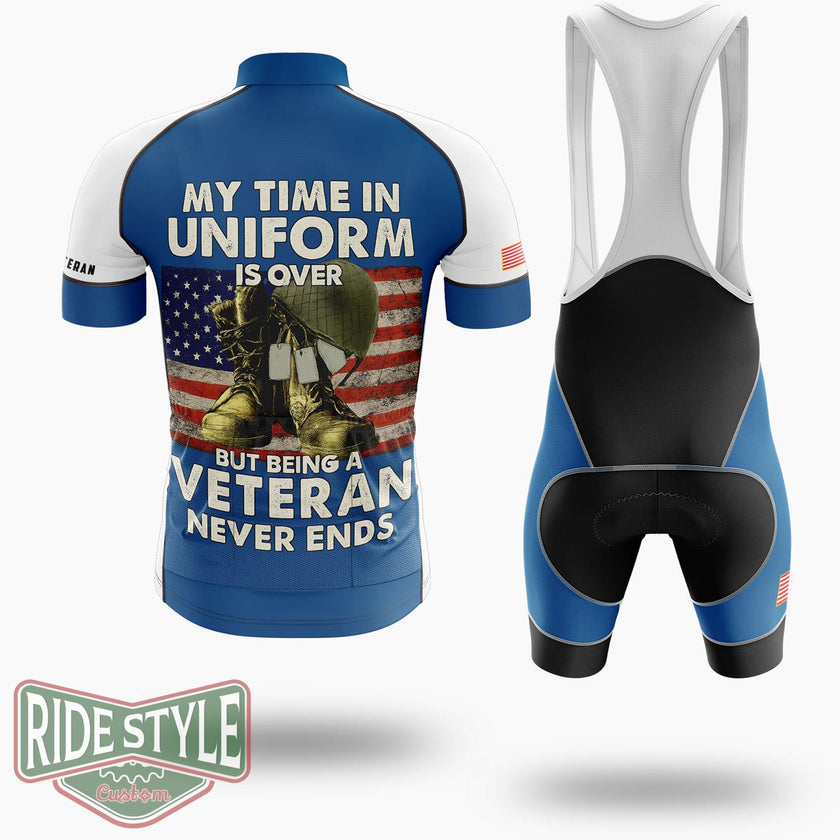 My Time In Uniform Is Over But Being A Veteran Never Ends Cycling Jersey - Short Sleeve Cycling Jersey Kit-White