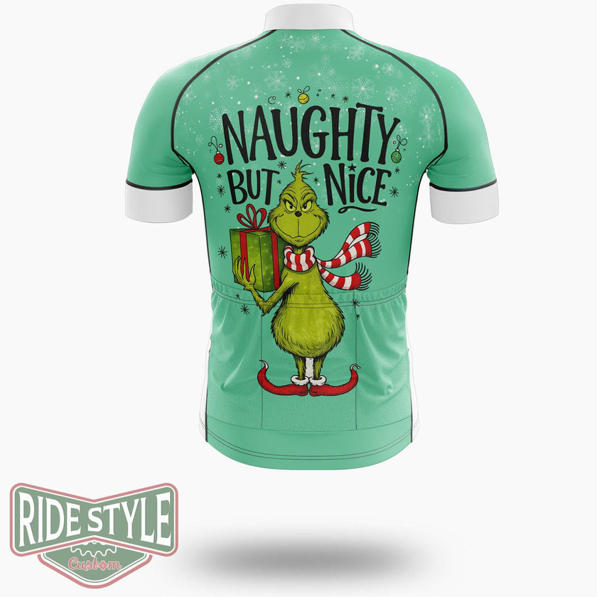 Naughty But Nice Grinch Christmas Cycling Jersey Kit - Short Sleeve Cycling Jersey-White