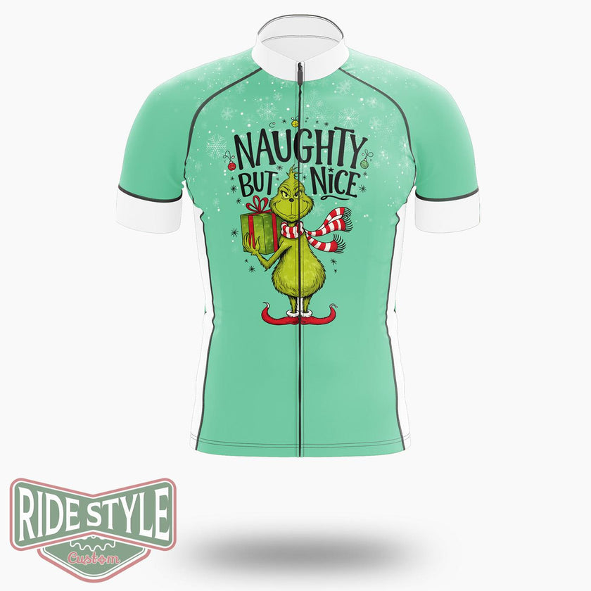 Naughty But Nice Grinch Christmas Cycling Jersey Kit - Short Sleeve Cycling Jersey-White