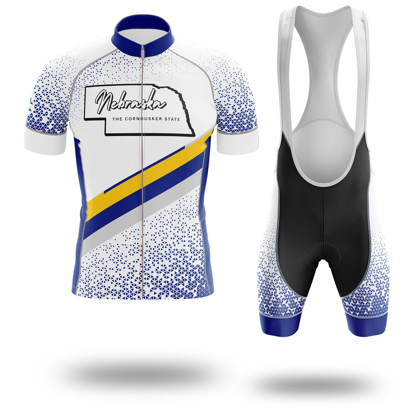 Nebraska Cycling Jersey Comfortable Short Sleeve Set, Nebraska Map Cycling Jersey - Short Sleeve Cycling Jersey Kit-White