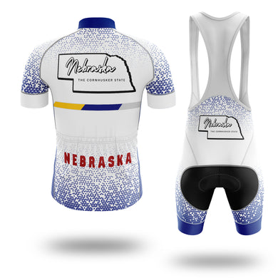 Nebraska Cycling Jersey Comfortable Short Sleeve Set, Nebraska Map Cycling Jersey - Short Sleeve Cycling Jersey Kit-White