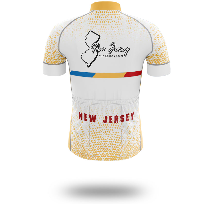New Jersey Cycling Jersey Bib Or Shorts, New Jersey The Garden State Map Cycling Jersey - Short Sleeve Cycling Jersey-White