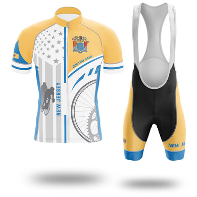 New Jersey State Flag Cycling Kit, Cycling Custom Name Jersey - Short Sleeve Cycling Jersey Kit-White