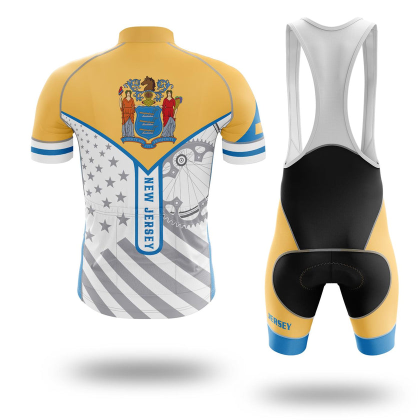 New Jersey State Flag Cycling Kit, Cycling Custom Name Jersey - Short Sleeve Cycling Jersey Kit-White
