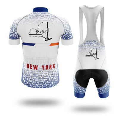 New York Cycling Jersey and Bib Shorts, New York Map Cycling Bike Jersey - Short Sleeve Cycling Jersey Kit-White