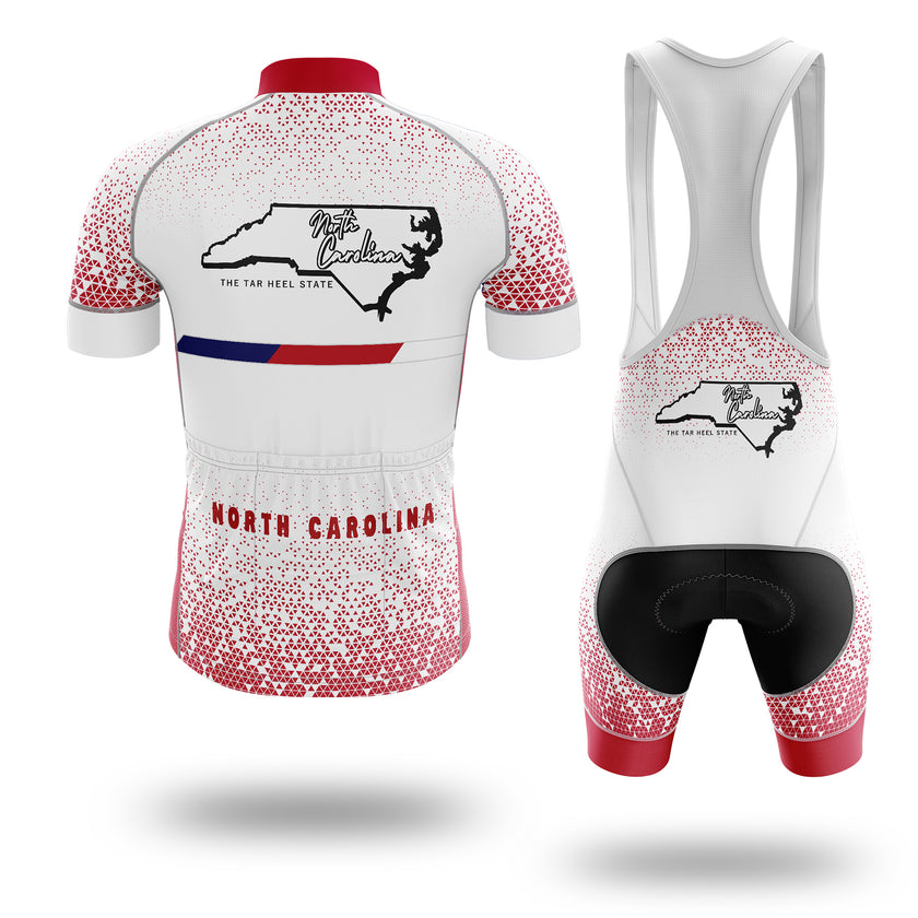 North Carolina Cycling Short Sleeve Jersey, North Carolina Map Cycling Jersey - Short Sleeve Cycling Jersey Kit-White