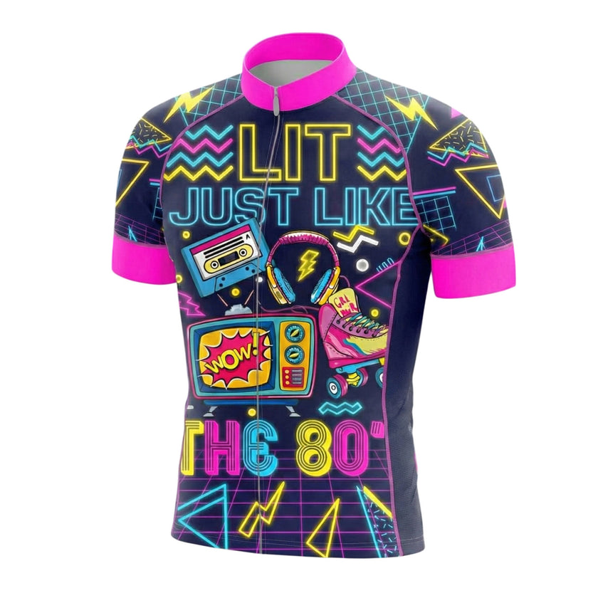 Nostalgia The 80s Memories - Lit Just Like Cycling Jersey - Short Sleeve Cycling Jersey-White