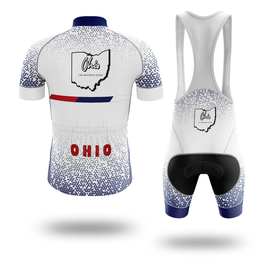 Ohio Cycling Jersey, Ohio Map Cycling Jersey - Short Sleeve Cycling Jersey Kit-White