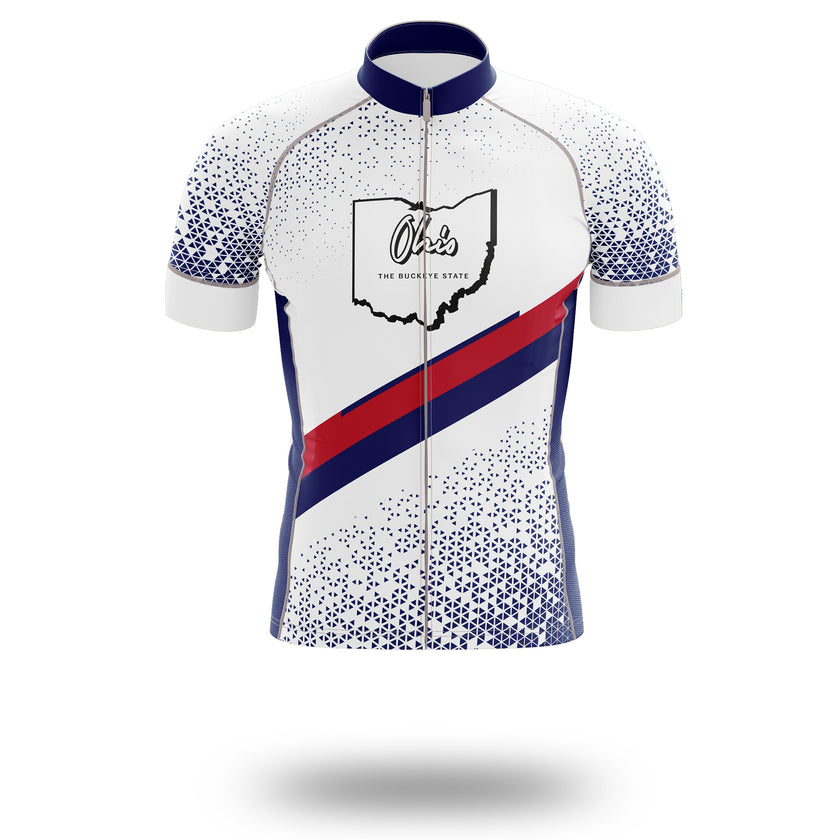 Ohio Cycling Jersey, Ohio Map Cycling Jersey - Short Sleeve Cycling Jersey-White