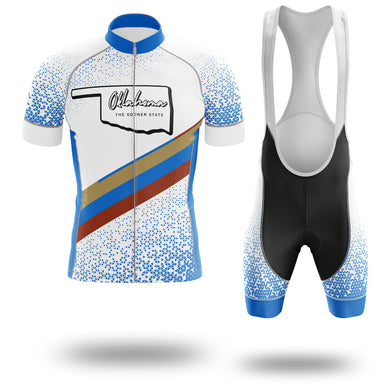 Oklahoma Cycling Jersey, Oklahoma Map Cycling Jersey - Short Sleeve Cycling Jersey Kit-White