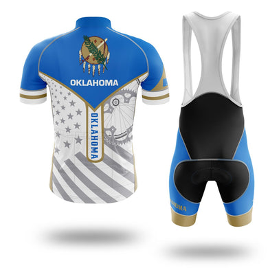 Oklahoma Flag Cycling Kit, Cycling Personalized Name Jersey - Short Sleeve Cycling Jersey Kit-White