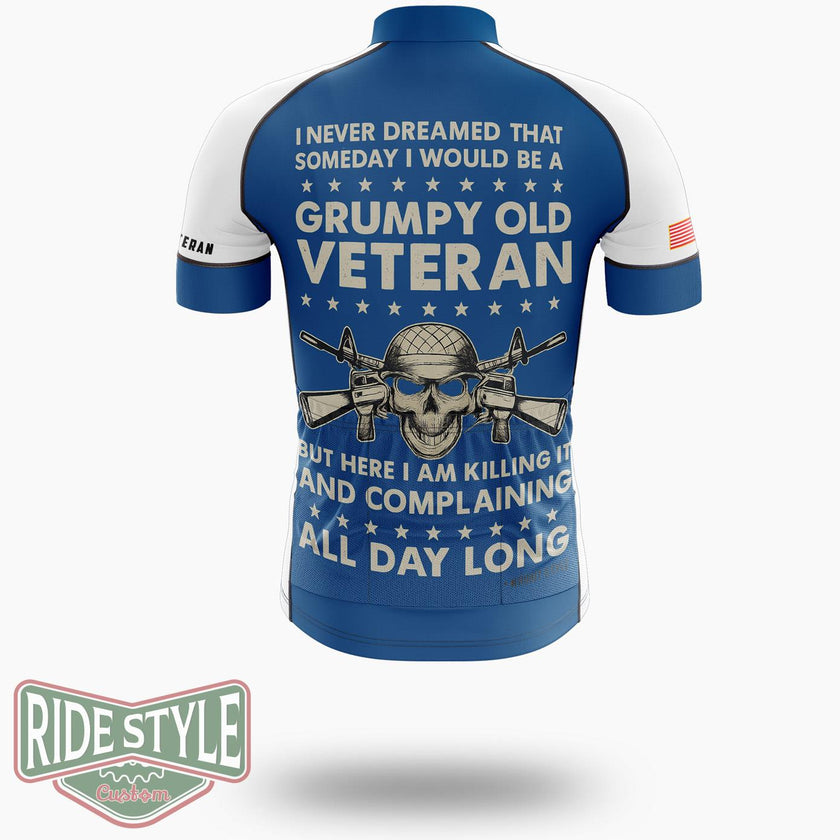 Old Grumpy Veteran Killing It And Complaining All Day Long Cycling Jersey - Short Sleeve Cycling Jersey-White