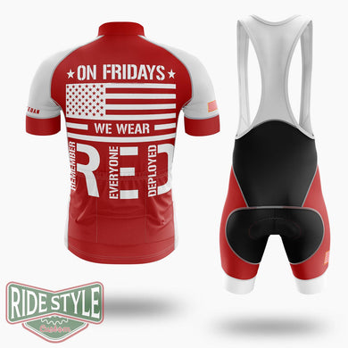 On Friday We Wear Red Jersey, Remember Everyone Deployed, US Veteran Cycling Jersey - Short Sleeve Cycling Jersey Kit-White