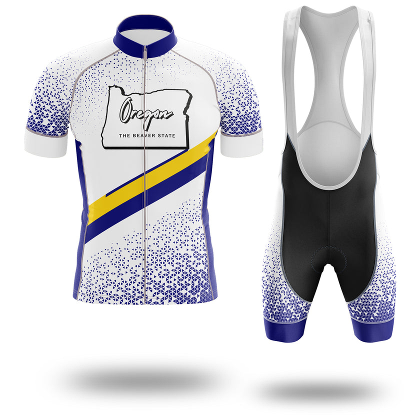 Oregon Cycling Jersey, Oregon Map Cycling Jersey - Short Sleeve Cycling Jersey Kit-White