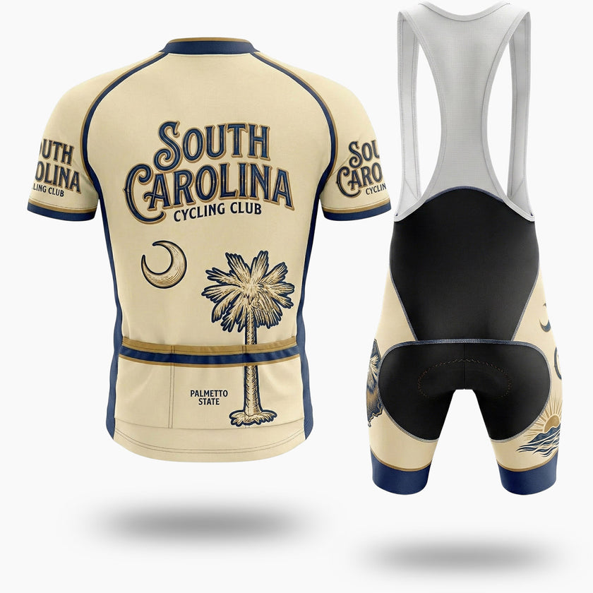 Palmetto State Bike Jersey, South Carolina Cycling Club Men's Cycling Jersey - Short Sleeve Cycling Jersey Kit-White