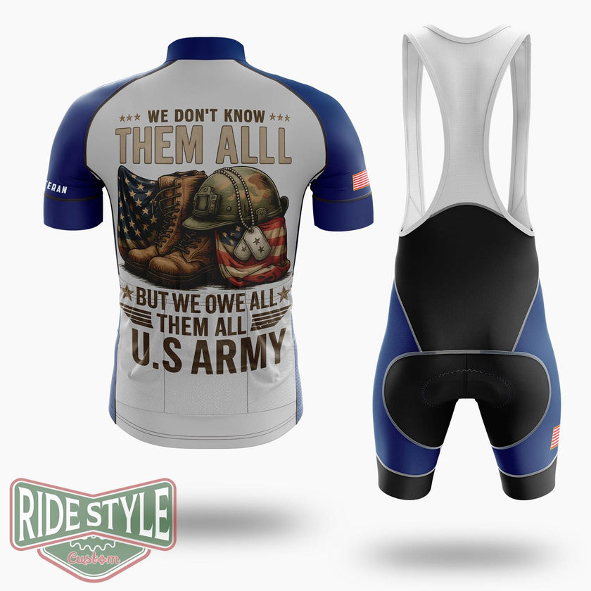 Patriotic We Owe Them All Veterans Day Cycling Jersey Kit - Short Sleeve Cycling Jersey Kit-White