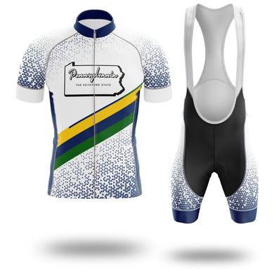 Pennsylvania Cycling Jersey, Pennsylvania Map Cycling Jersey - Short Sleeve Cycling Jersey Kit-White