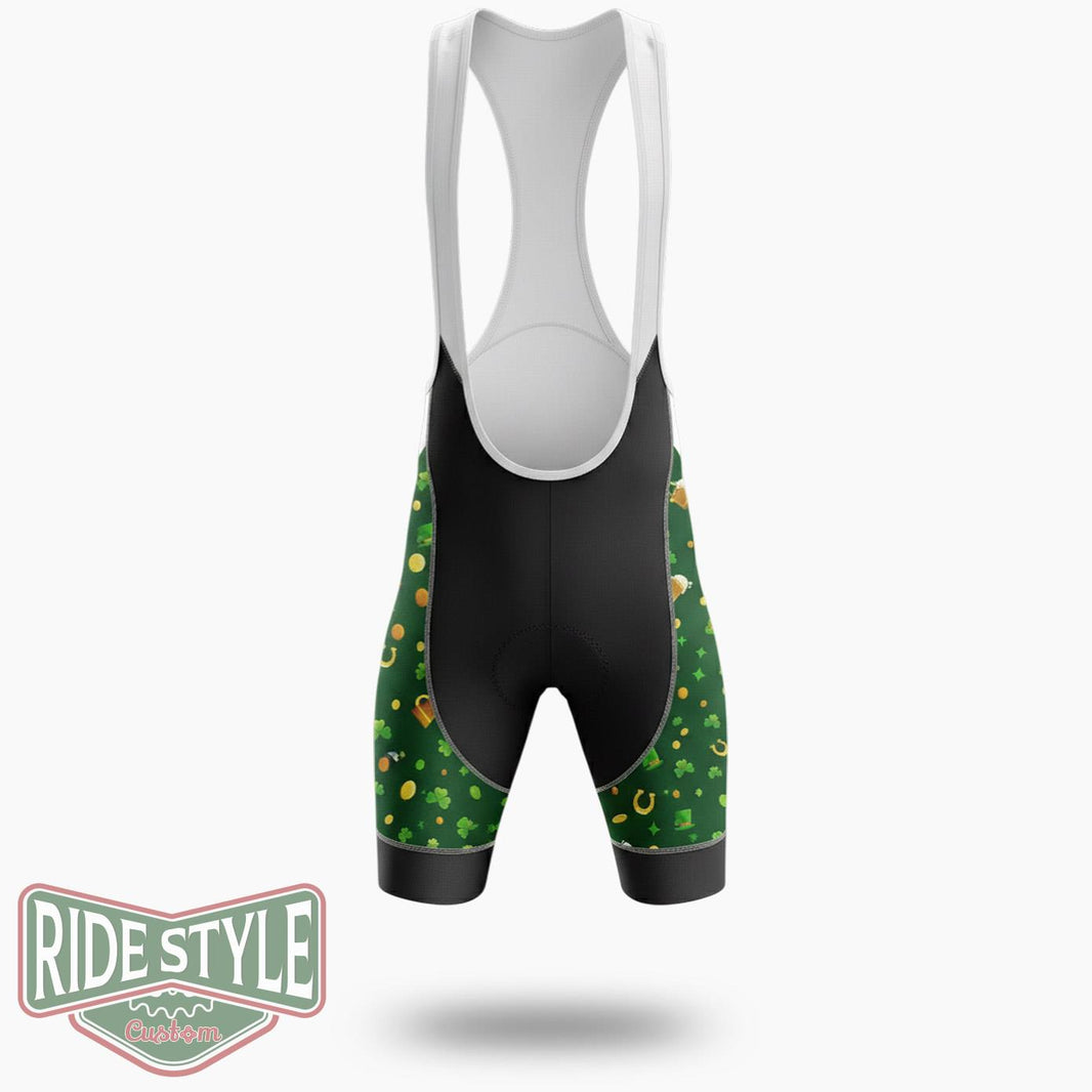Personalized Funny Happy St Patrick's Day, Custom Photo Cycling Jersey Outfit - Bib Shorts-White