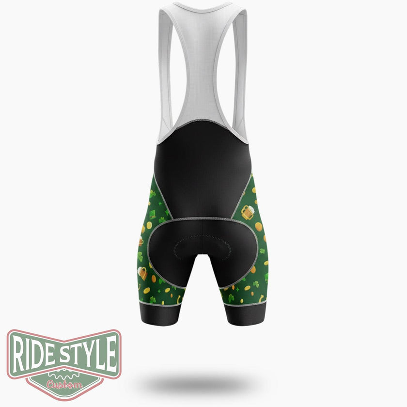Personalized Funny Happy St Patrick's Day, Custom Photo Cycling Jersey Outfit - Bib Shorts-White