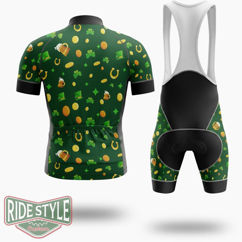 Personalized Funny Happy St Patrick's Day, Custom Photo Cycling Jersey Outfit - Short Sleeve Cycling Jersey Kit-White