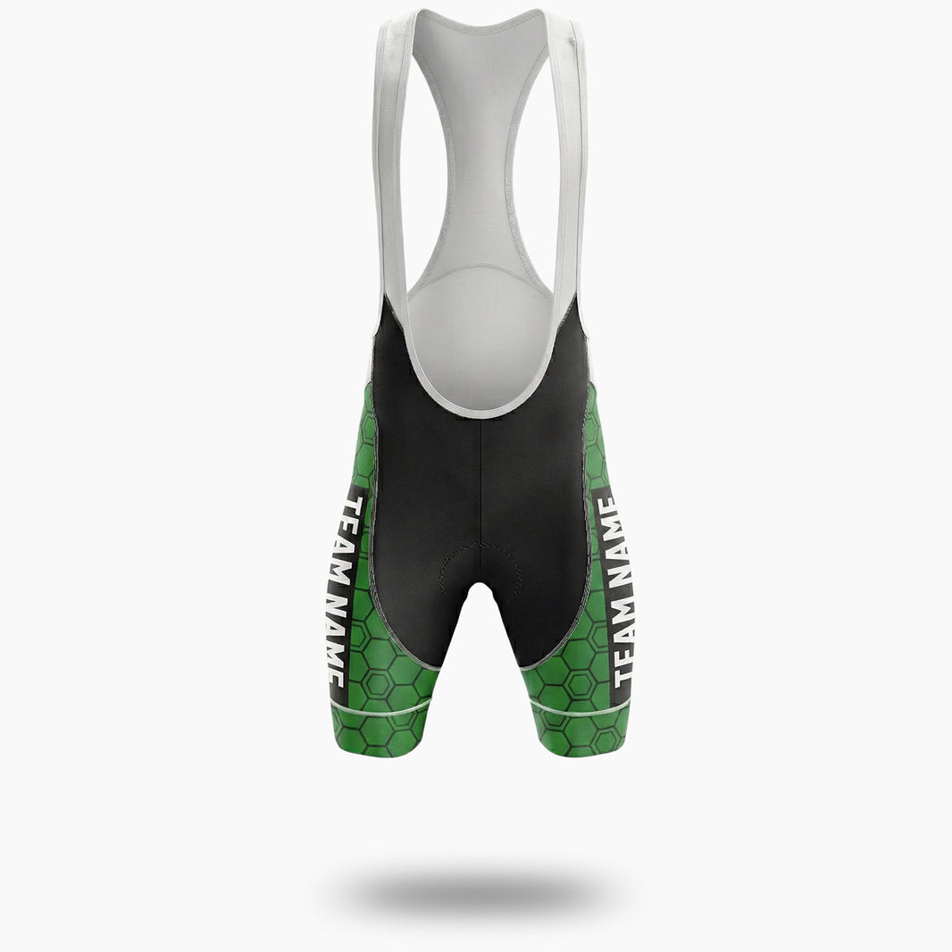 Personalized Name, Custom Team Name, Logo Custom Green Cycling Jersey - Bib Shorts-White