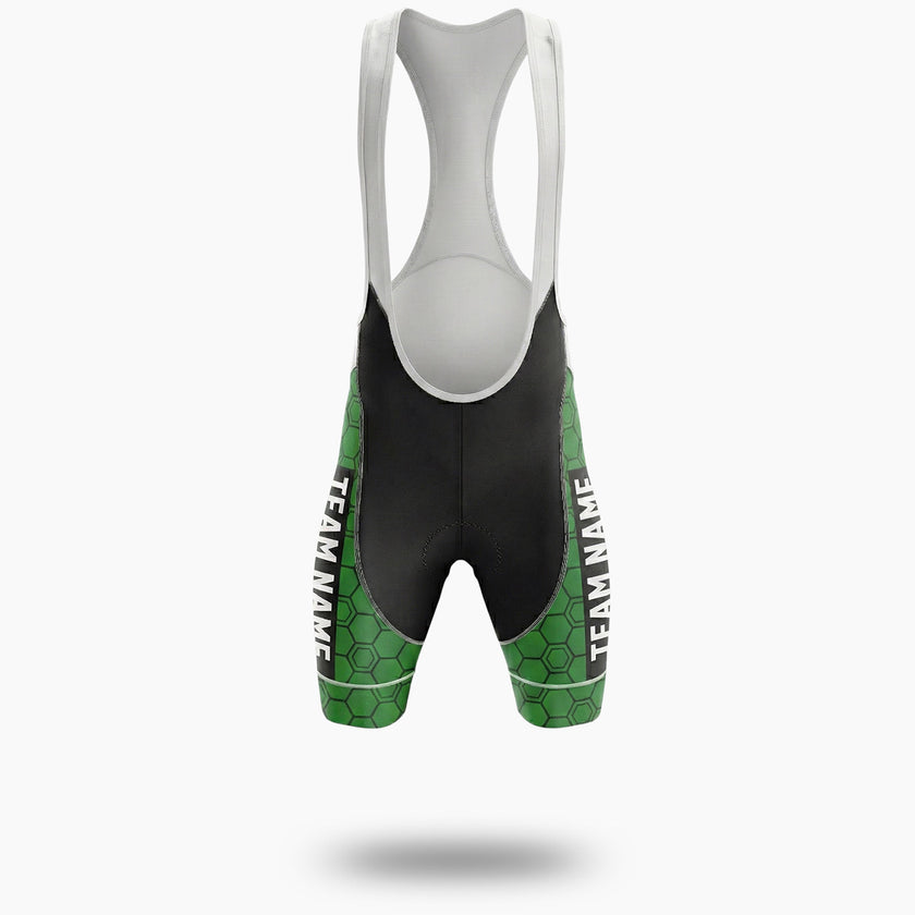 Personalized Name, Custom Team Name, Logo Custom Green Cycling Jersey - Bib Shorts-White