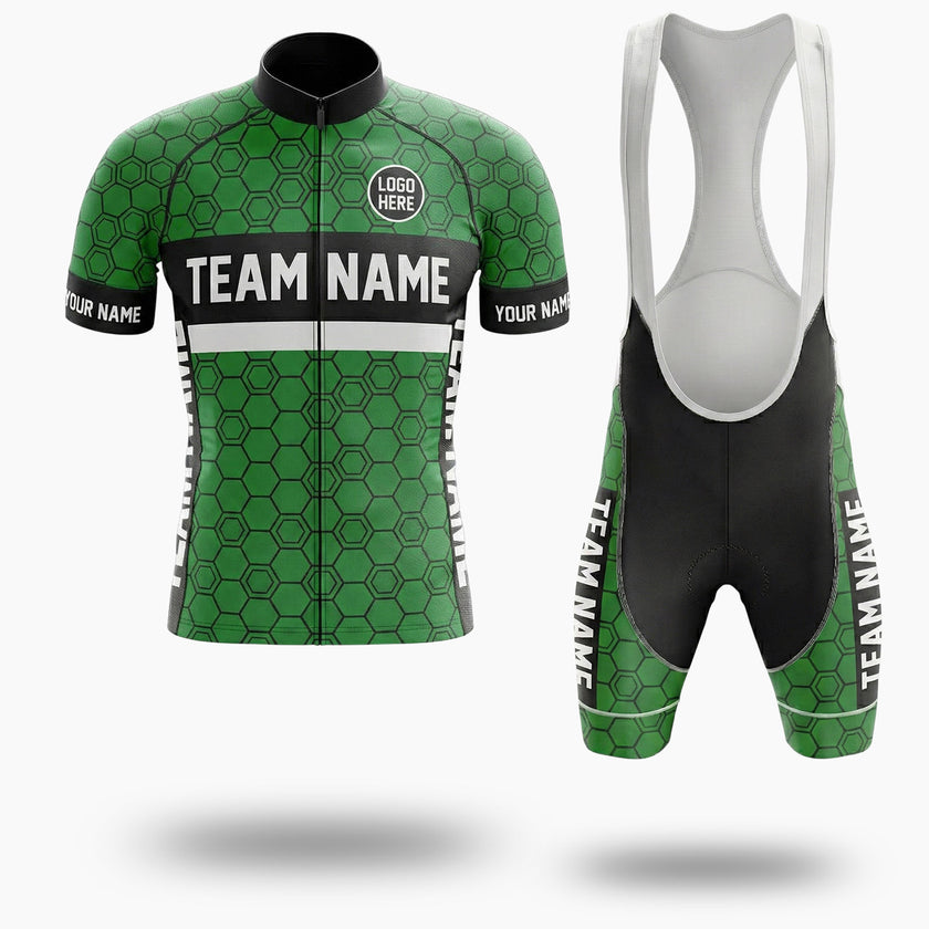Personalized Name, Custom Team Name, Logo Custom Green Cycling Jersey - Short Sleeve Cycling Jersey Kit-White