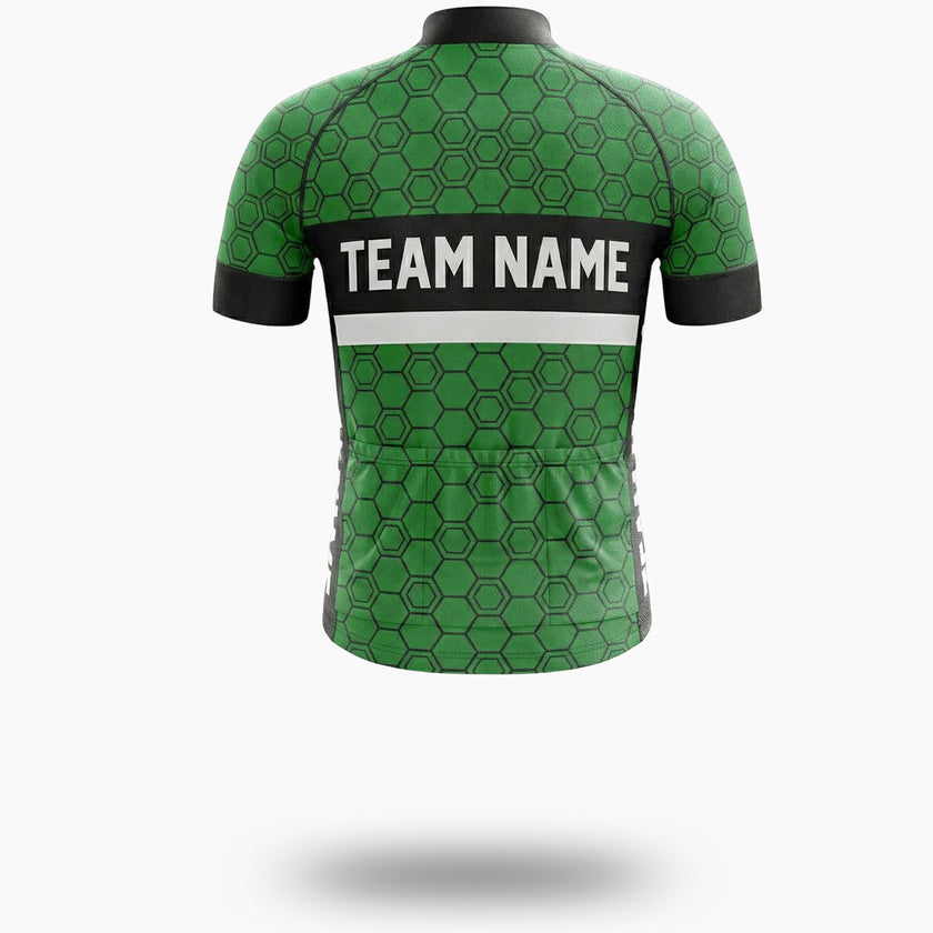 Personalized Name, Custom Team Name, Logo Custom Green Cycling Jersey - Short Sleeve Cycling Jersey-White