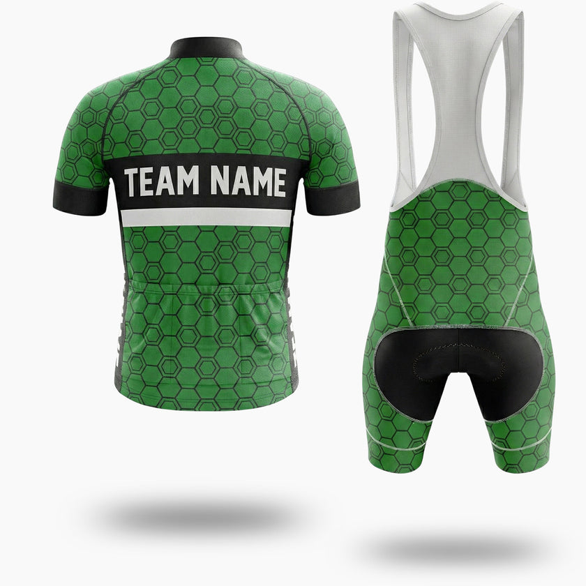 Personalized Name, Custom Team Name, Logo Custom Green Cycling Jersey - Short Sleeve Cycling Jersey Kit-White
