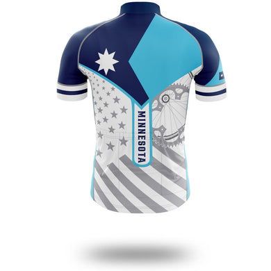Personalized Name Minnesota Cycling Jersey, Minnesota Flag Cycling Set - Short Sleeve Cycling Jersey-White