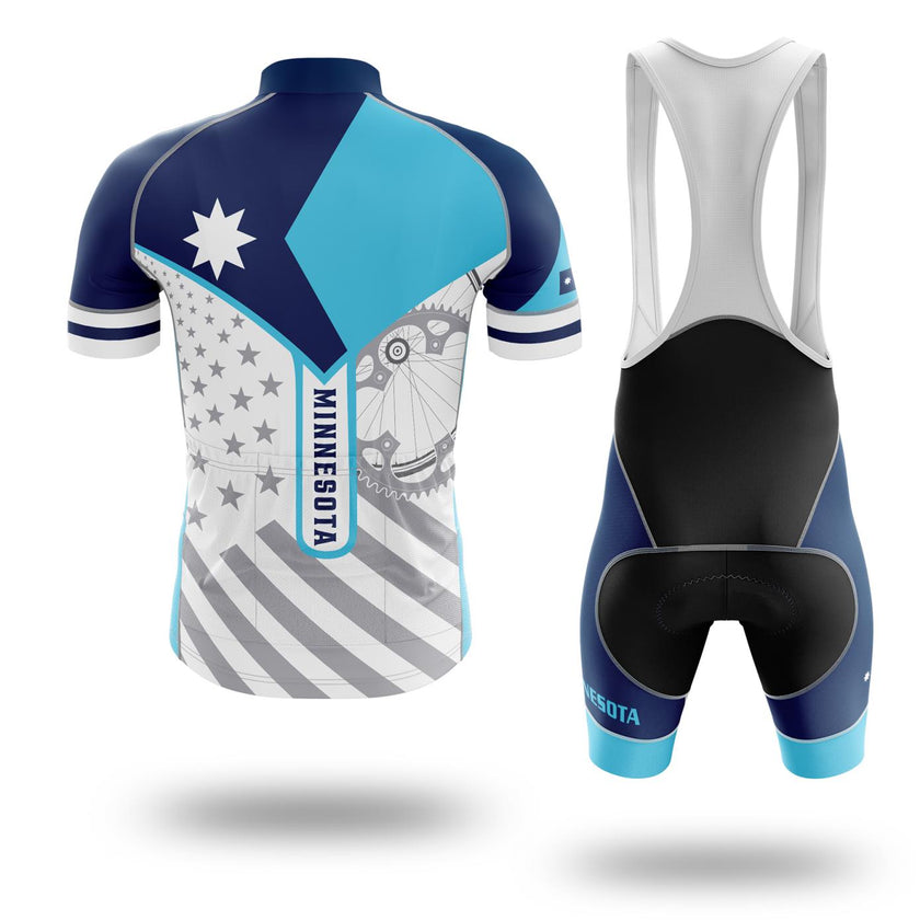 Personalized Name Minnesota Cycling Jersey, Minnesota Flag Cycling Set - Short Sleeve Cycling Jersey Kit-White
