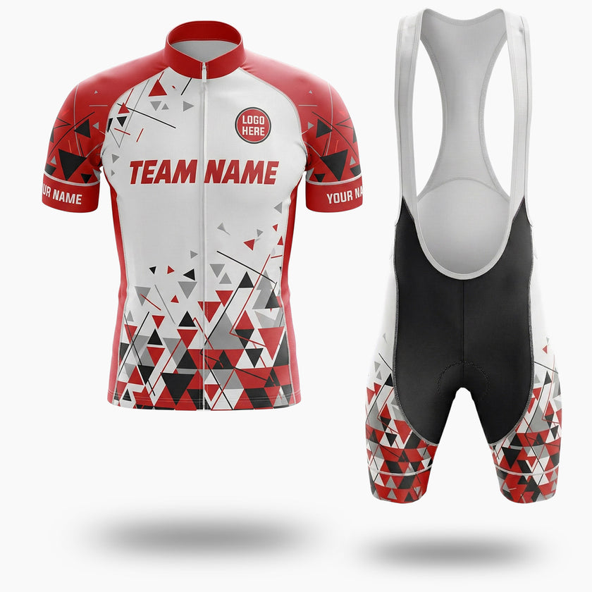 Personalized Name Red Cycling Jersey, Custom Team Name, Custom Logo Jersey - Short Sleeve Cycling Jersey Kit-White